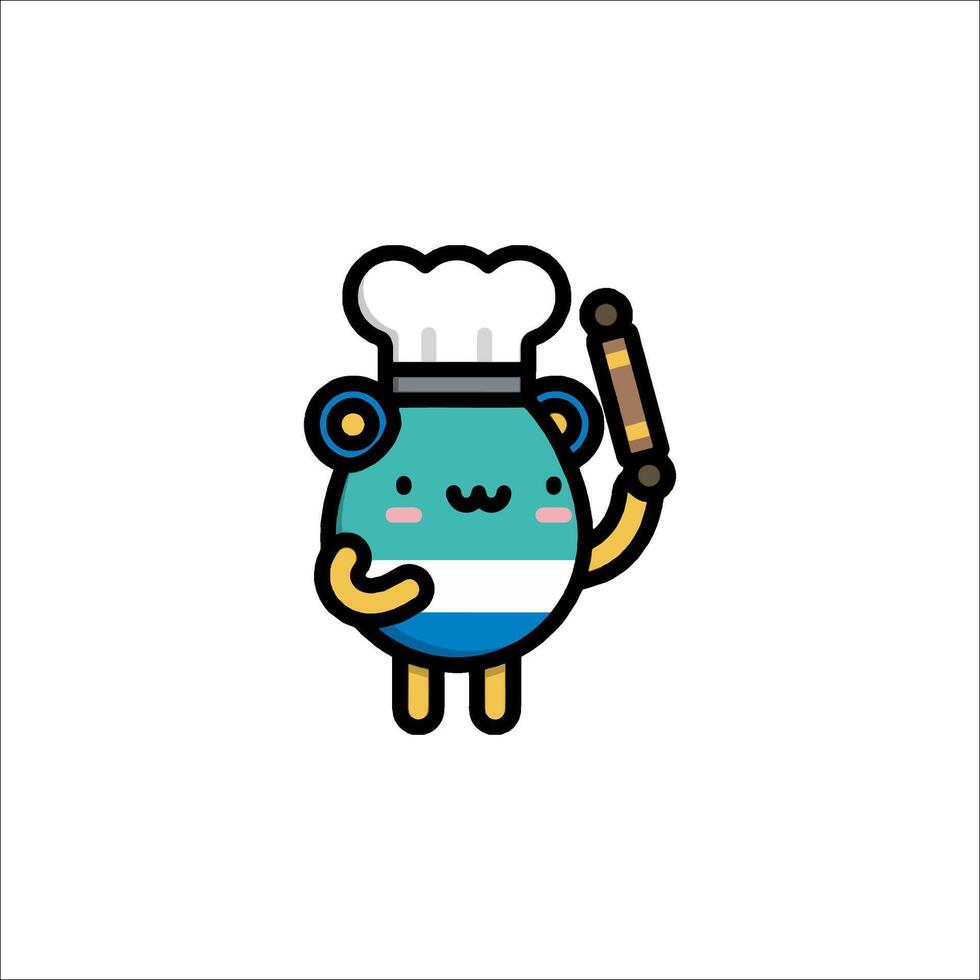 A cartoon character holding a knife and fork vector
