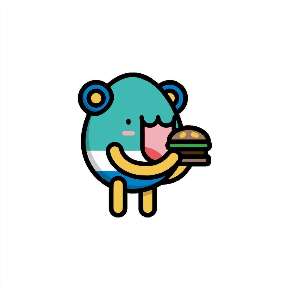 A cartoon character holding a hamburger vector