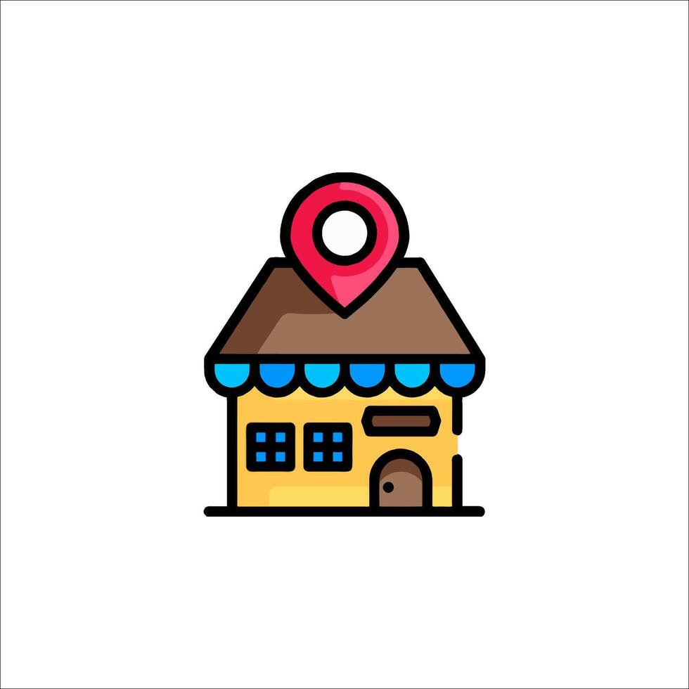 A house with a pin on it and a map marker vector