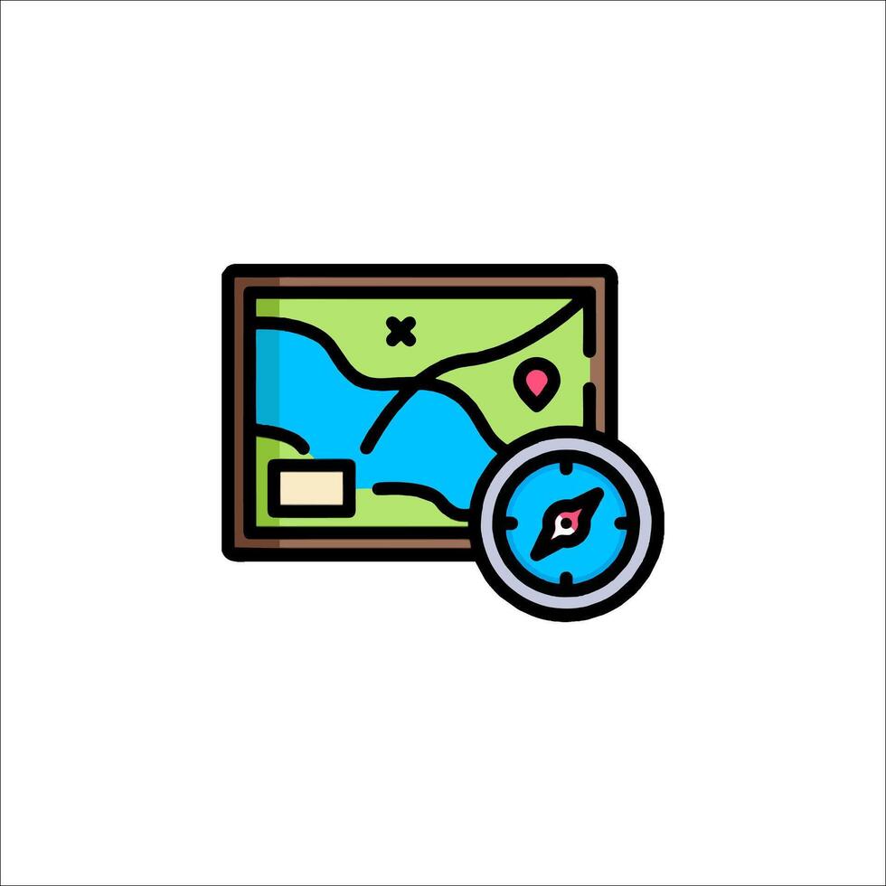 A map and compass icon on a white background vector
