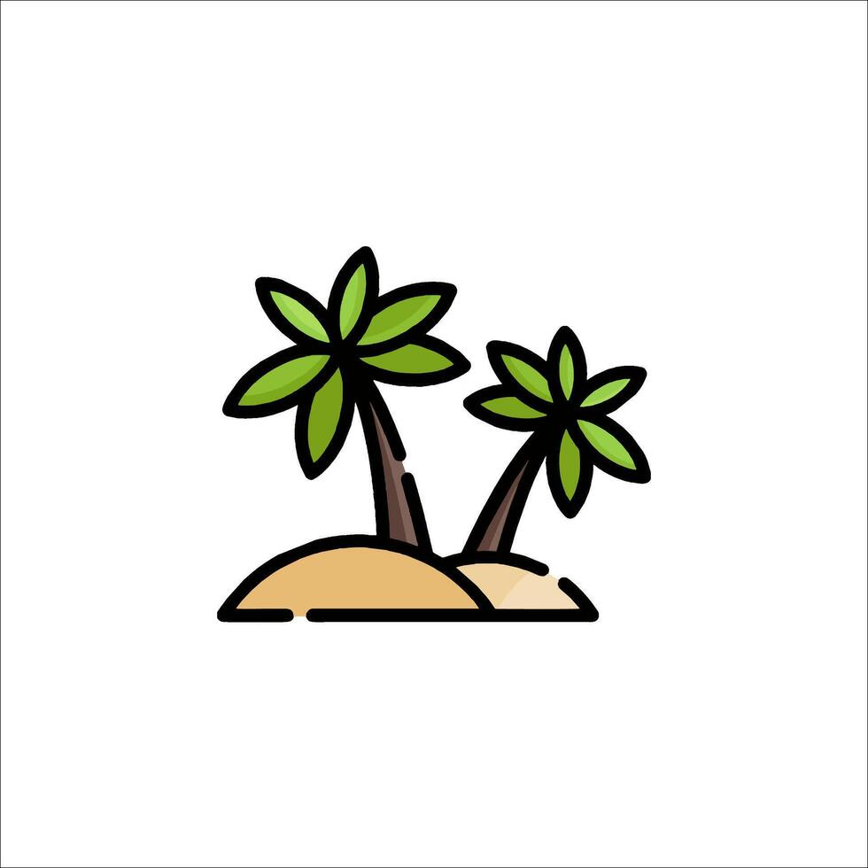Tropical island palm trees icon illustration vector