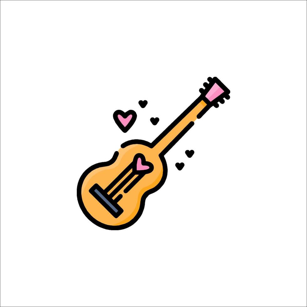 A guitar icon with hearts on it vector