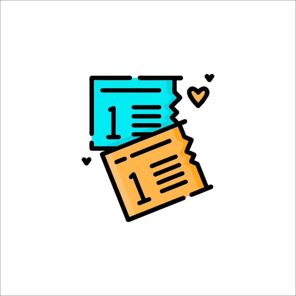 A colorful icon of two papers with hearts vector