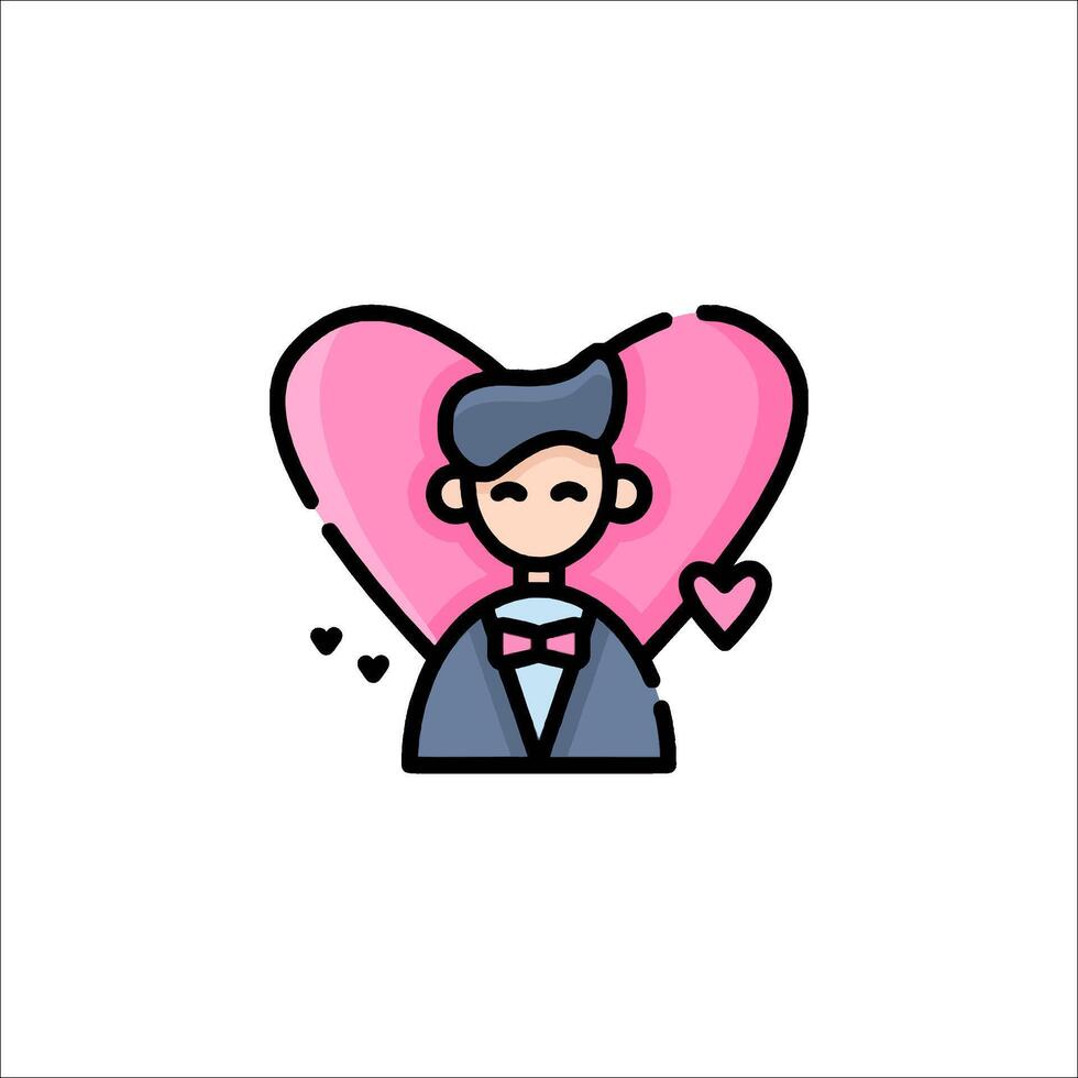 A man with a heart on his face vector