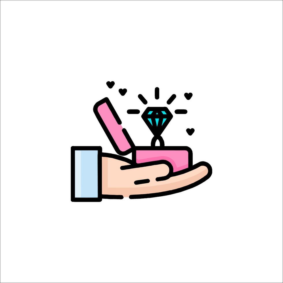 A hand holding a diamond ring icon vector