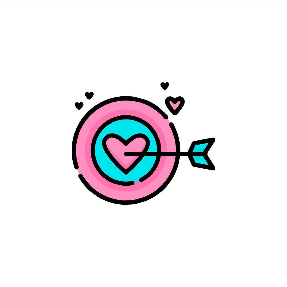 A pink and blue arrow with a heart in the center vector