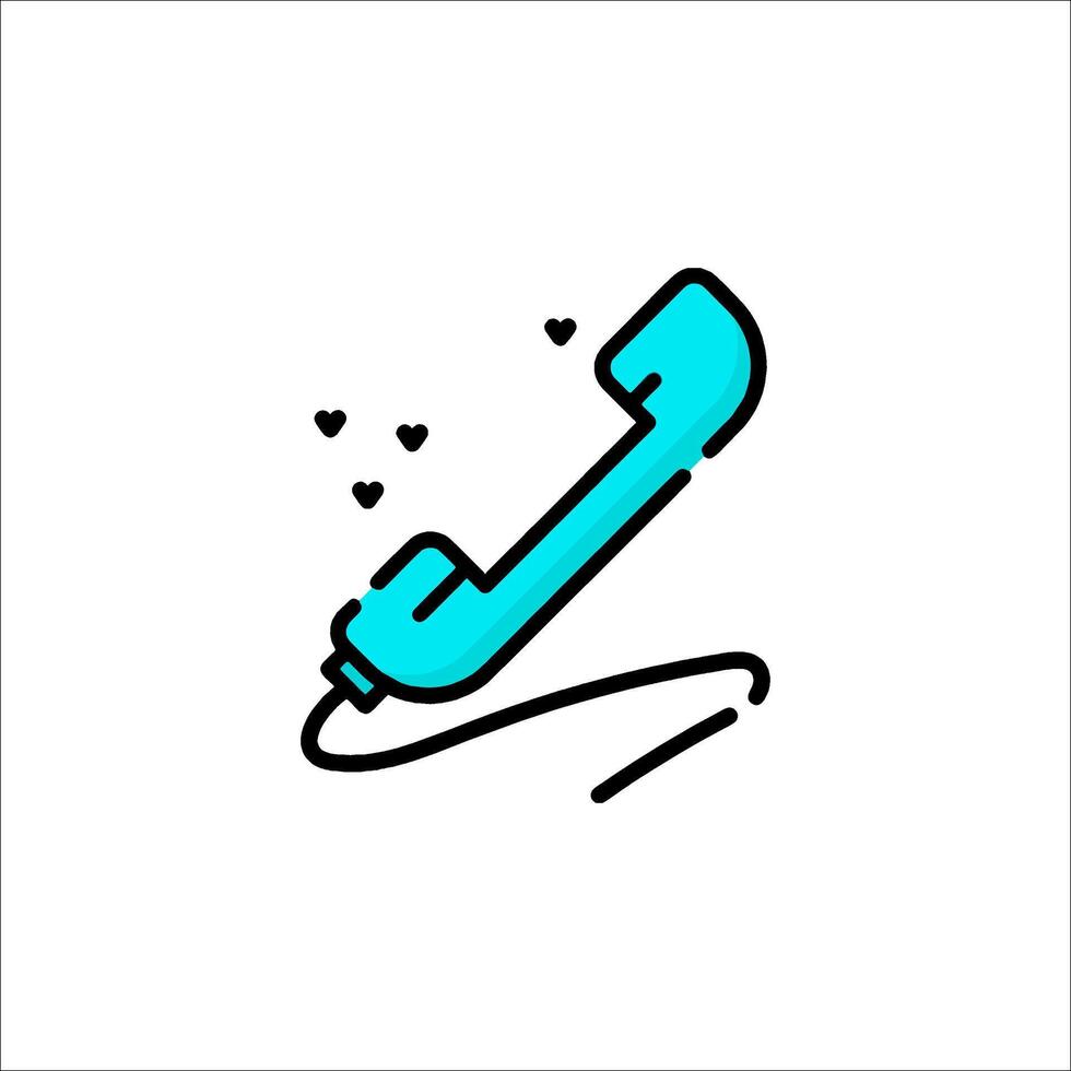 A phone icon with hearts on it vector