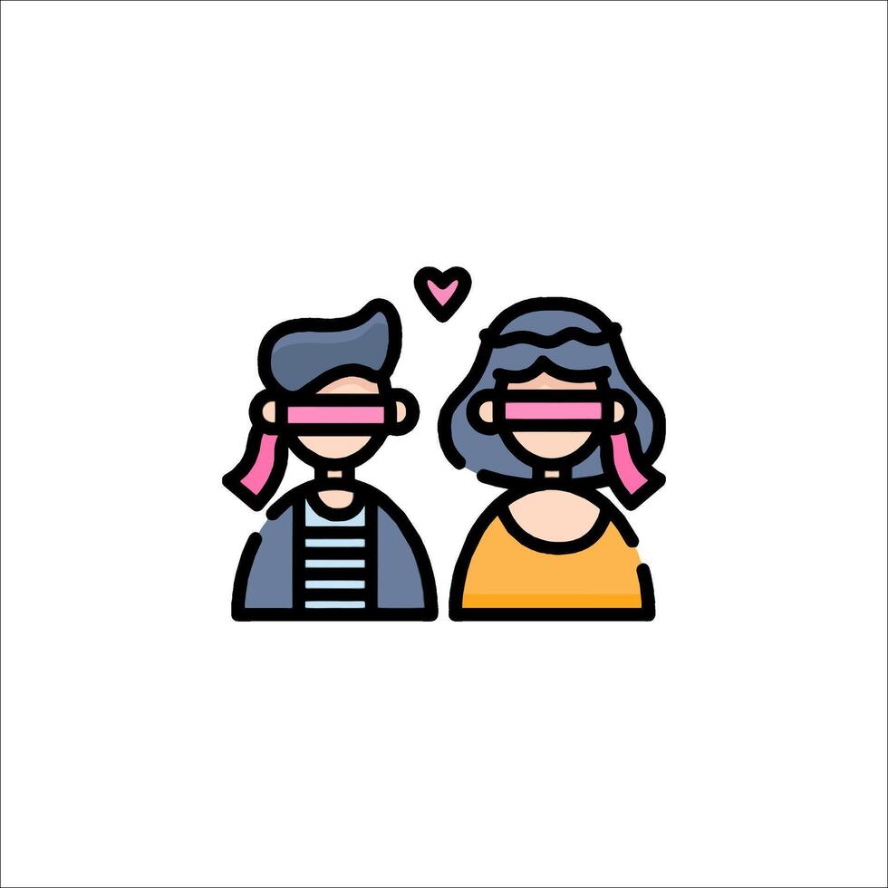 Blindfolded couple icon vector