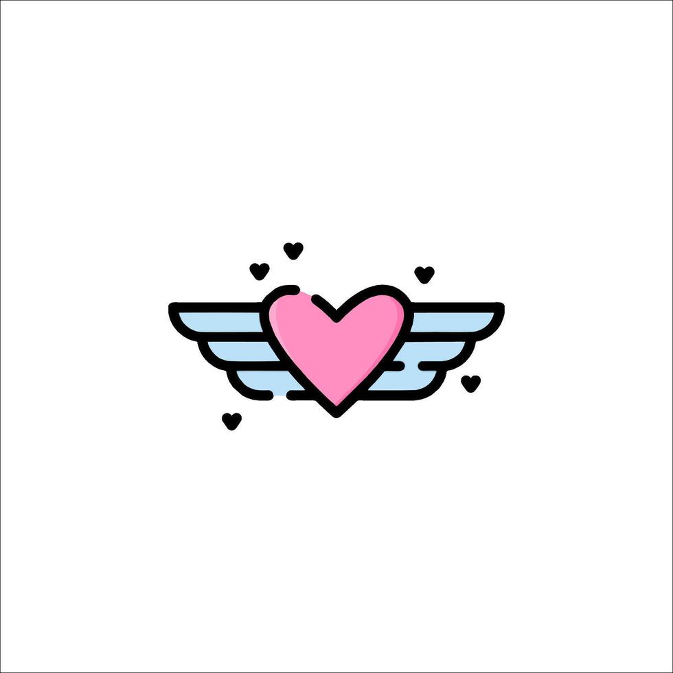 A heart with wings icon on a white background vector