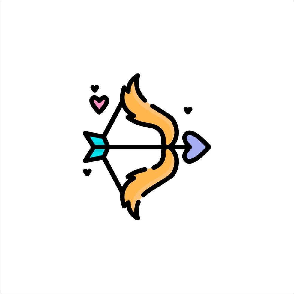 A bow and arrow icon with hearts vector