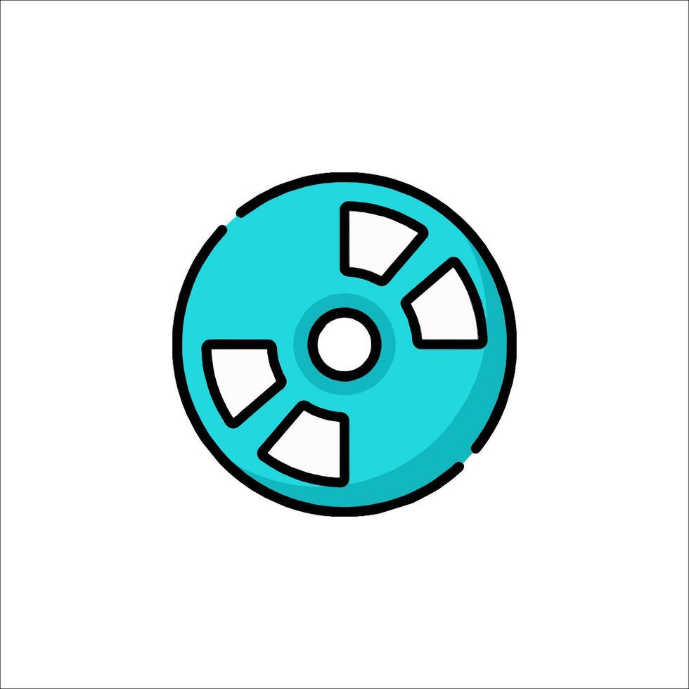 A blue and white icon of a reel vector