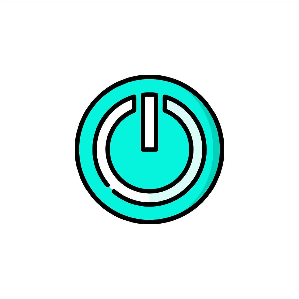 A power button icon in a light blue color vector