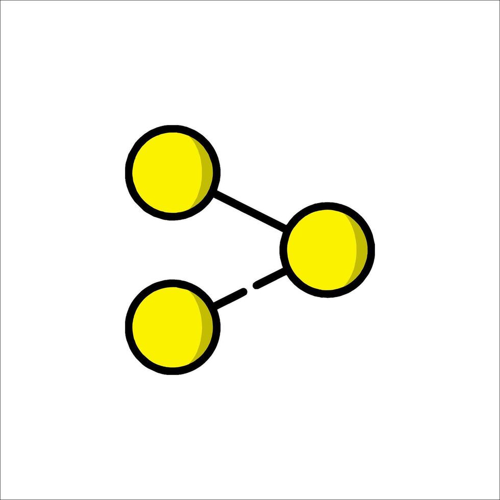 A yellow and black icon of two spheres vector
