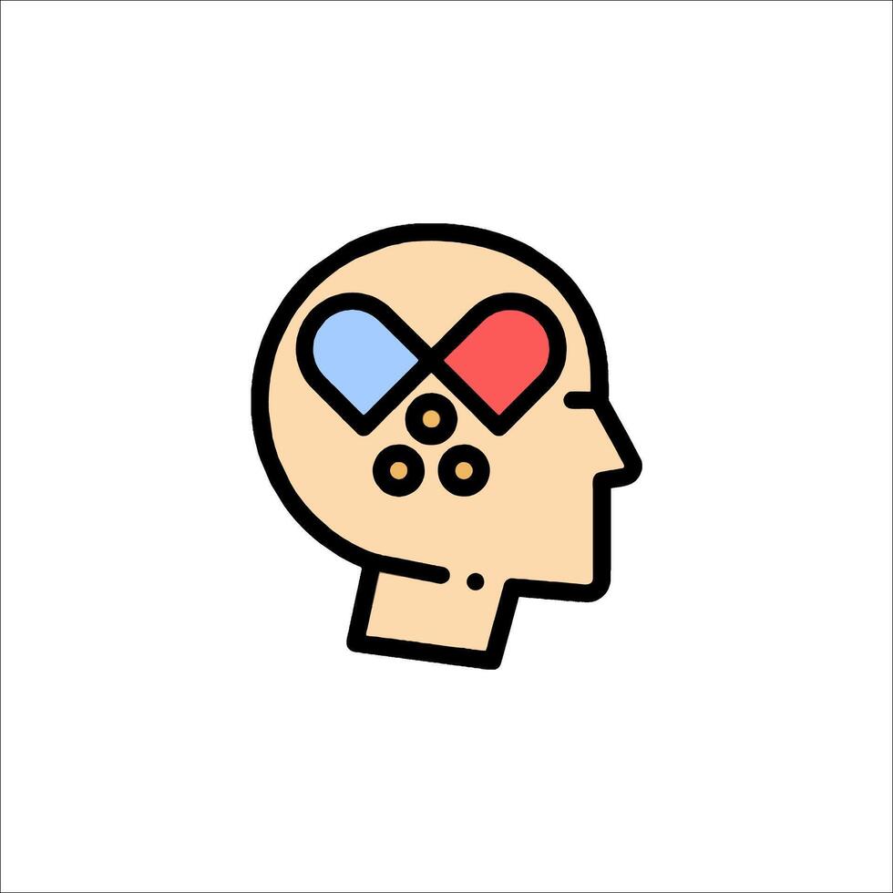 A person's head with pills in it vector