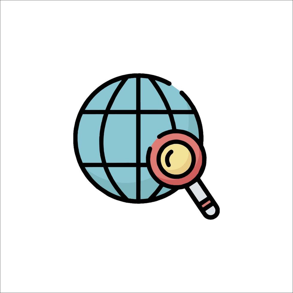 Magnifying globe icon illustration vector