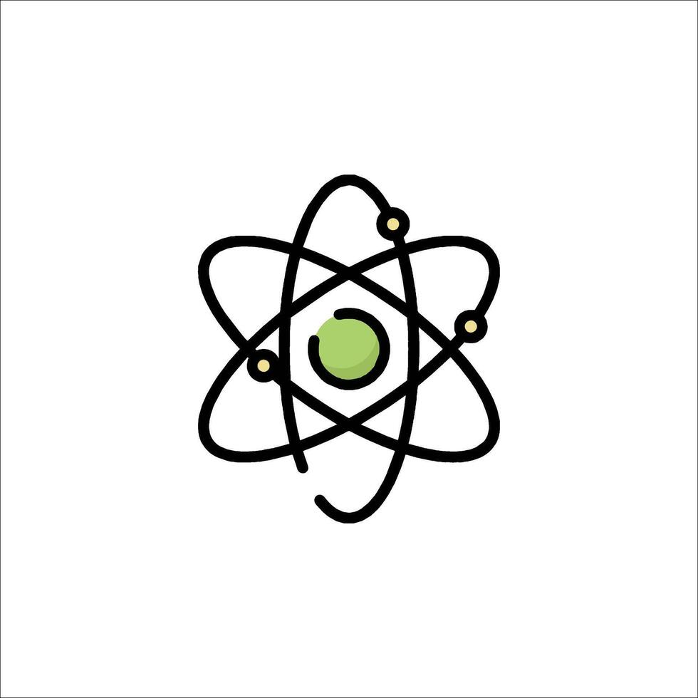 An atom symbol with a green apple on it vector