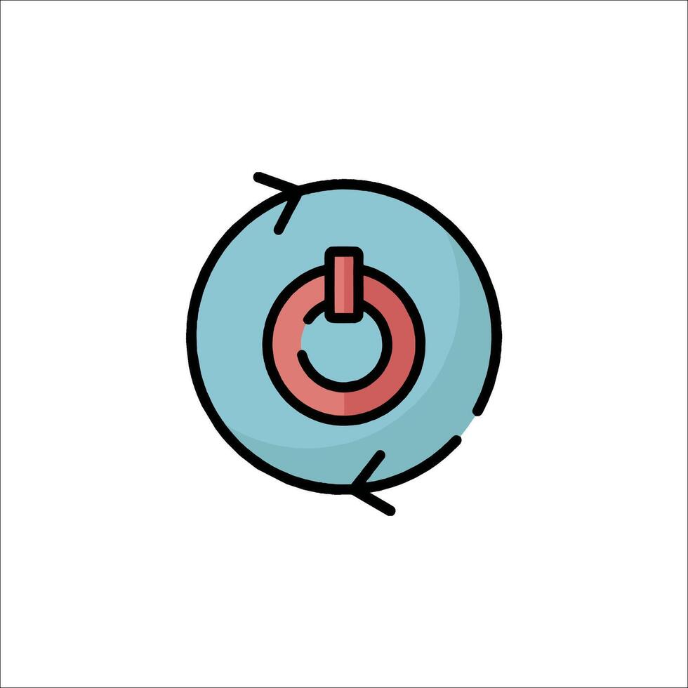 A circle with a red and blue power button icon vector