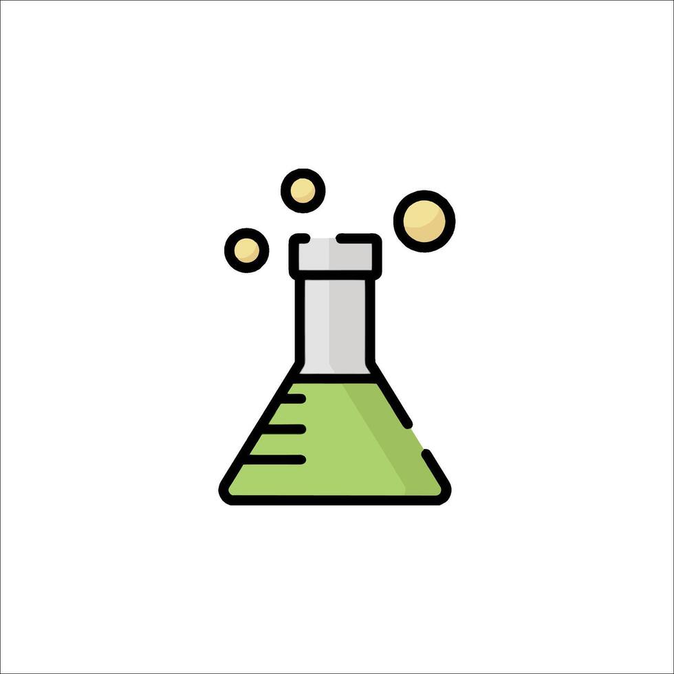 A laboratory flask with bubbles and a green liquid vector
