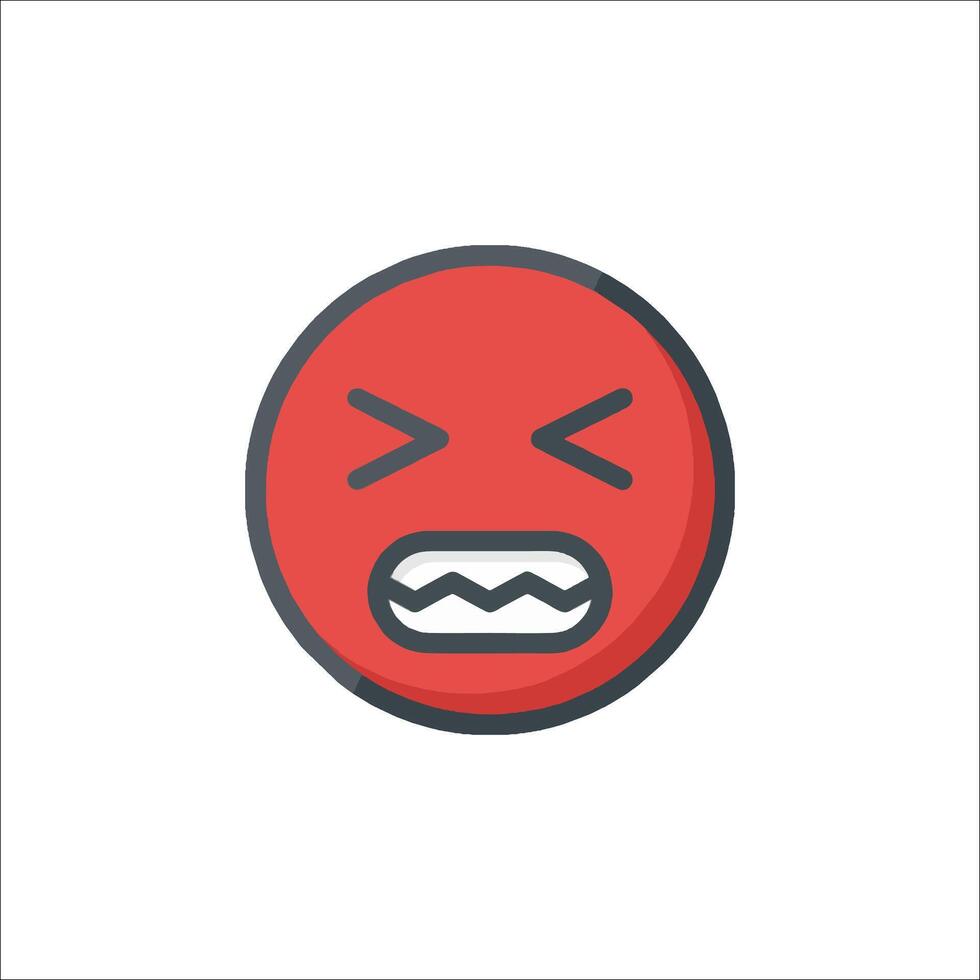 An angry red emoticion icon vector