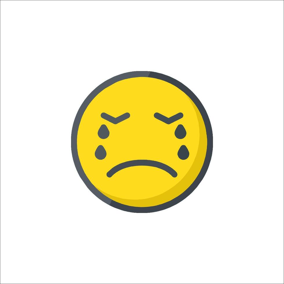 A yellow emoticion with a sad face vector