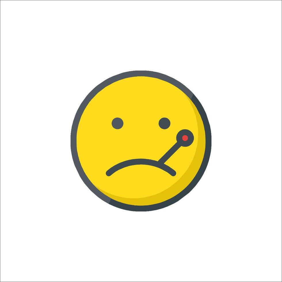 A sad face with a red dot on it vector