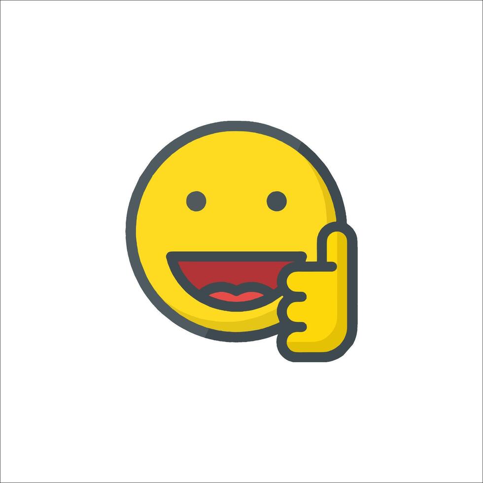 A yellow emoticion with a thumbs up vector