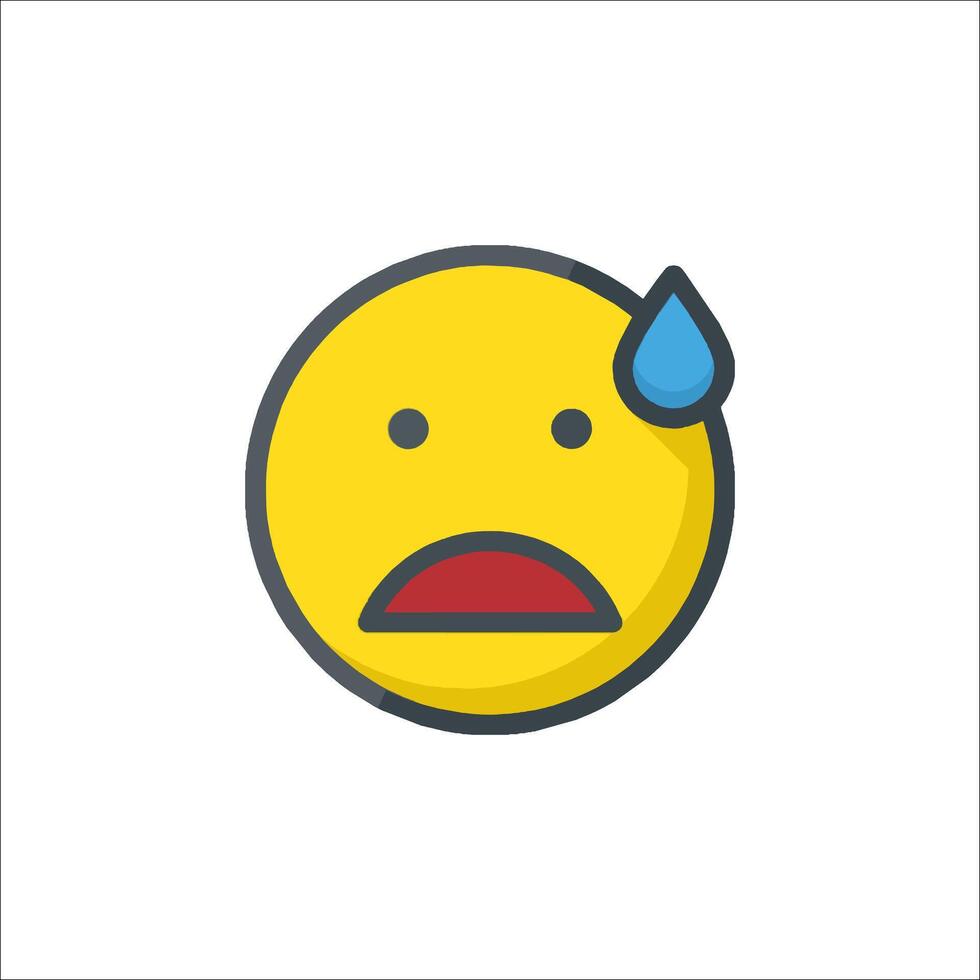 A sad emoticor with a tear drop on it vector