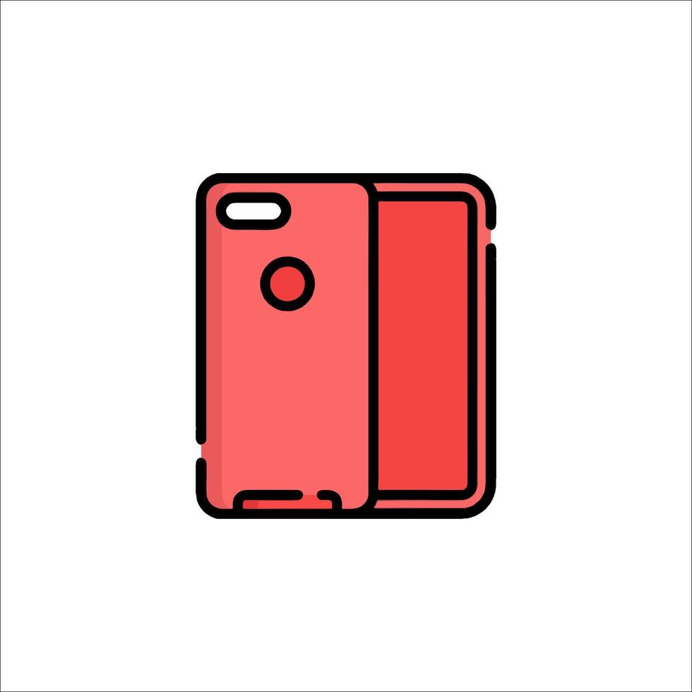 A red phone with a red cover on it vector