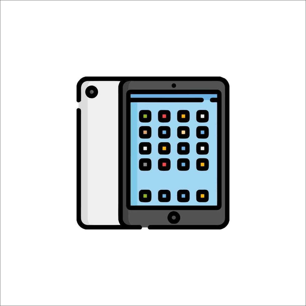 A tablet computer with a keyboard and a mouse vector