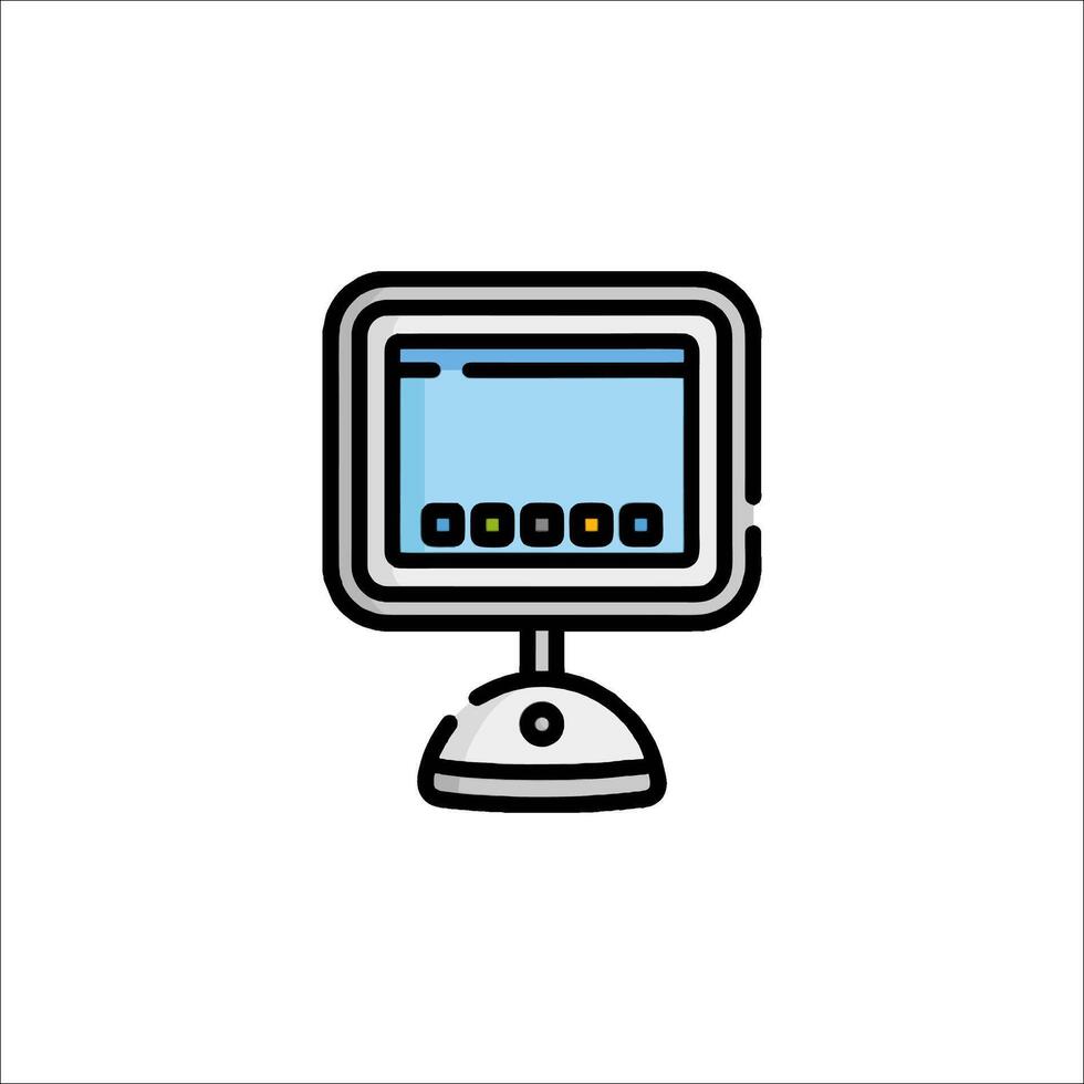 A computer monitor with a clock on it vector