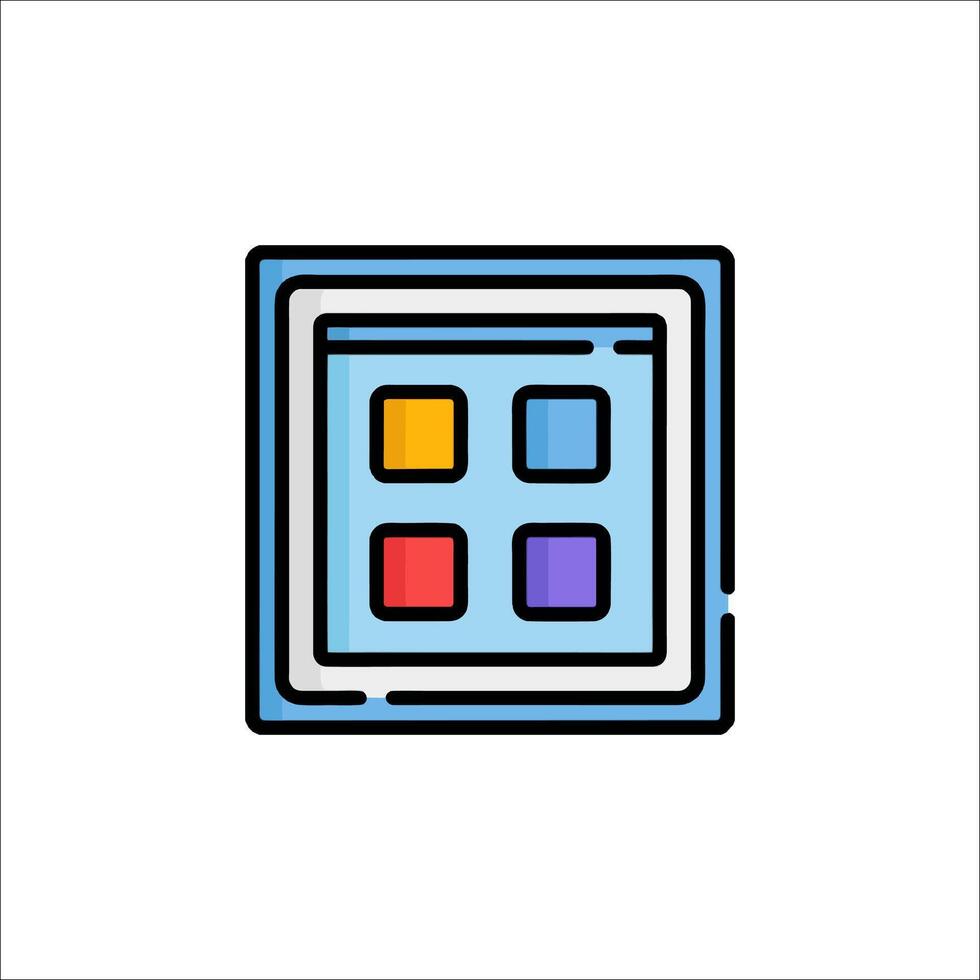 A square with four different colored squares on it vector