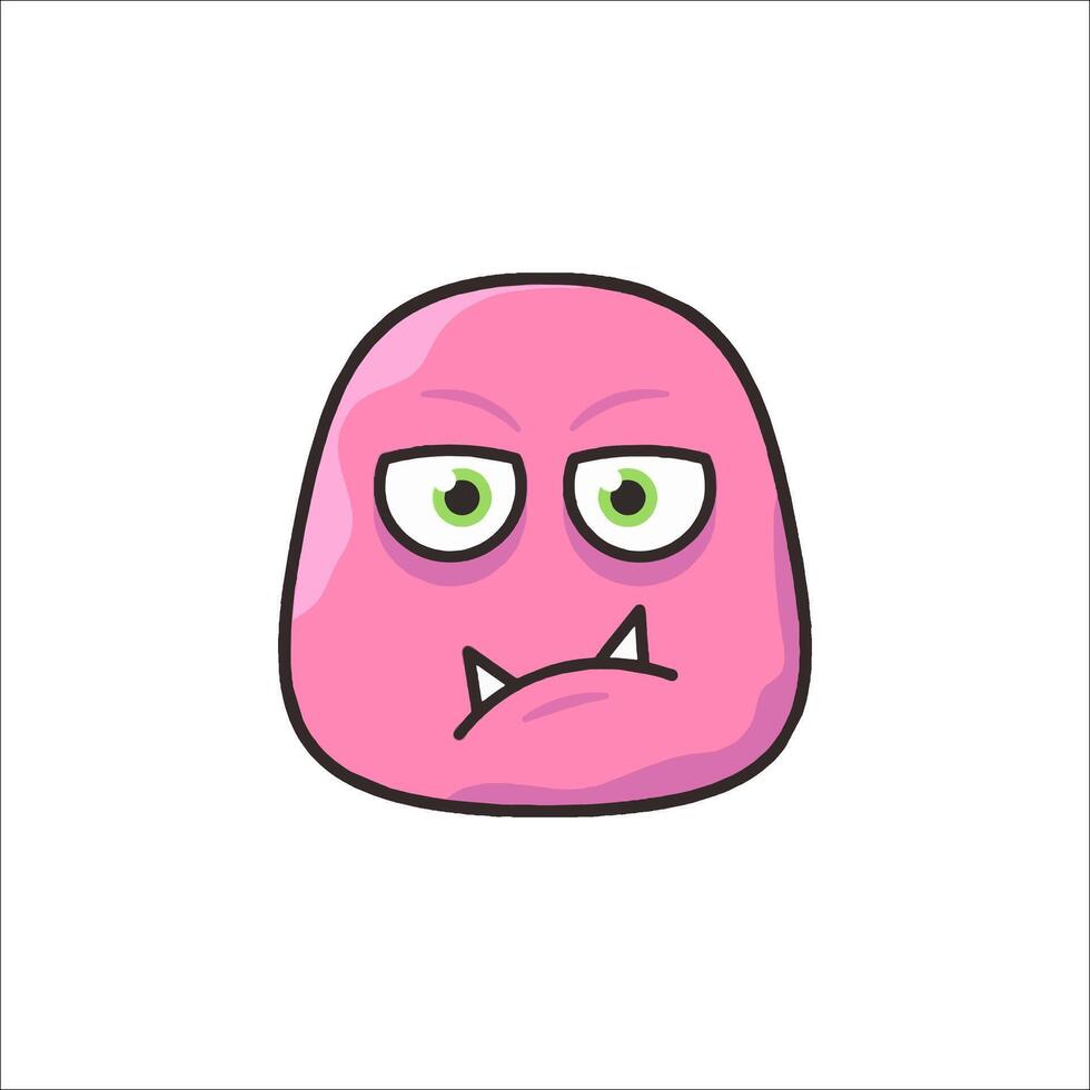 A cartoon pink monster with green eyes vector