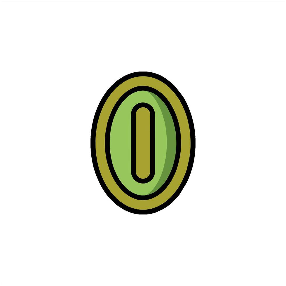 A green and yellow number zero icon vector