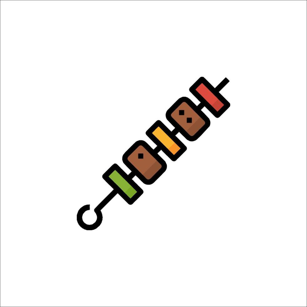 A skewered skewered meat on a stick icon vector