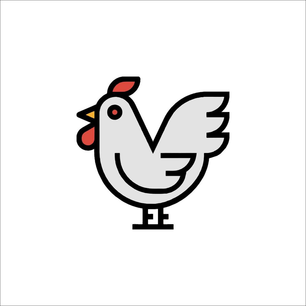 A chicken icon in a line style vector