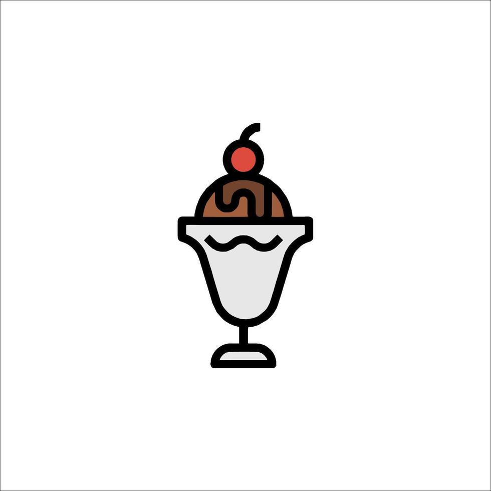 Ice cream sundae icon illustration vector