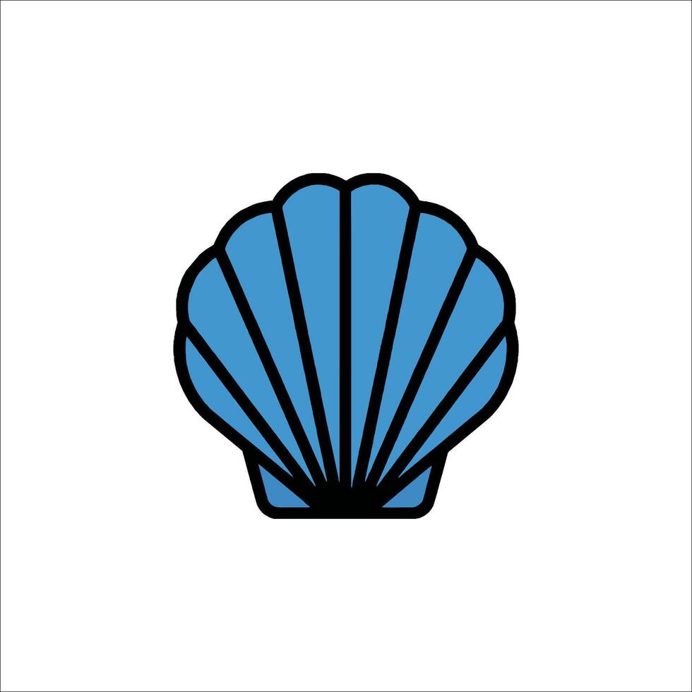A blue shell with a black outline on a white background vector