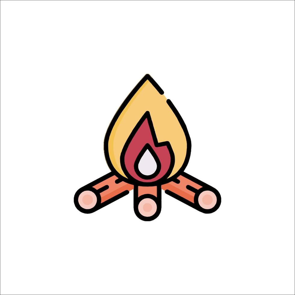 A campfire icon with a flame on top vector