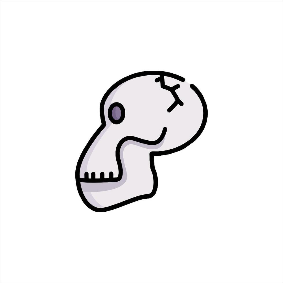 A skull with a broken jaw line icon vector