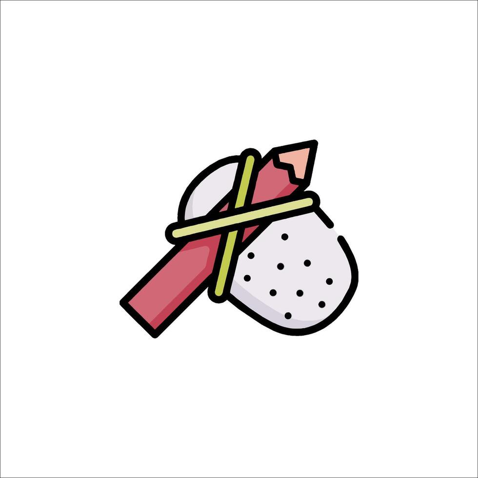 A pencil and a piece of sushi are in a line vector