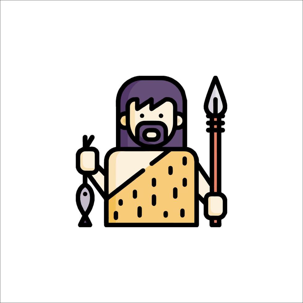 A man with a spear and a fish in his hand vector
