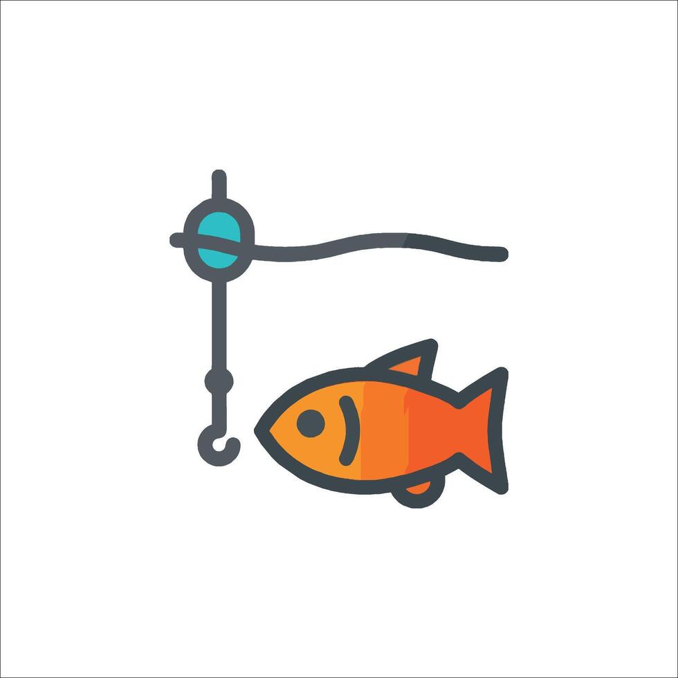 Fishing line icon with a fish on a hook vector
