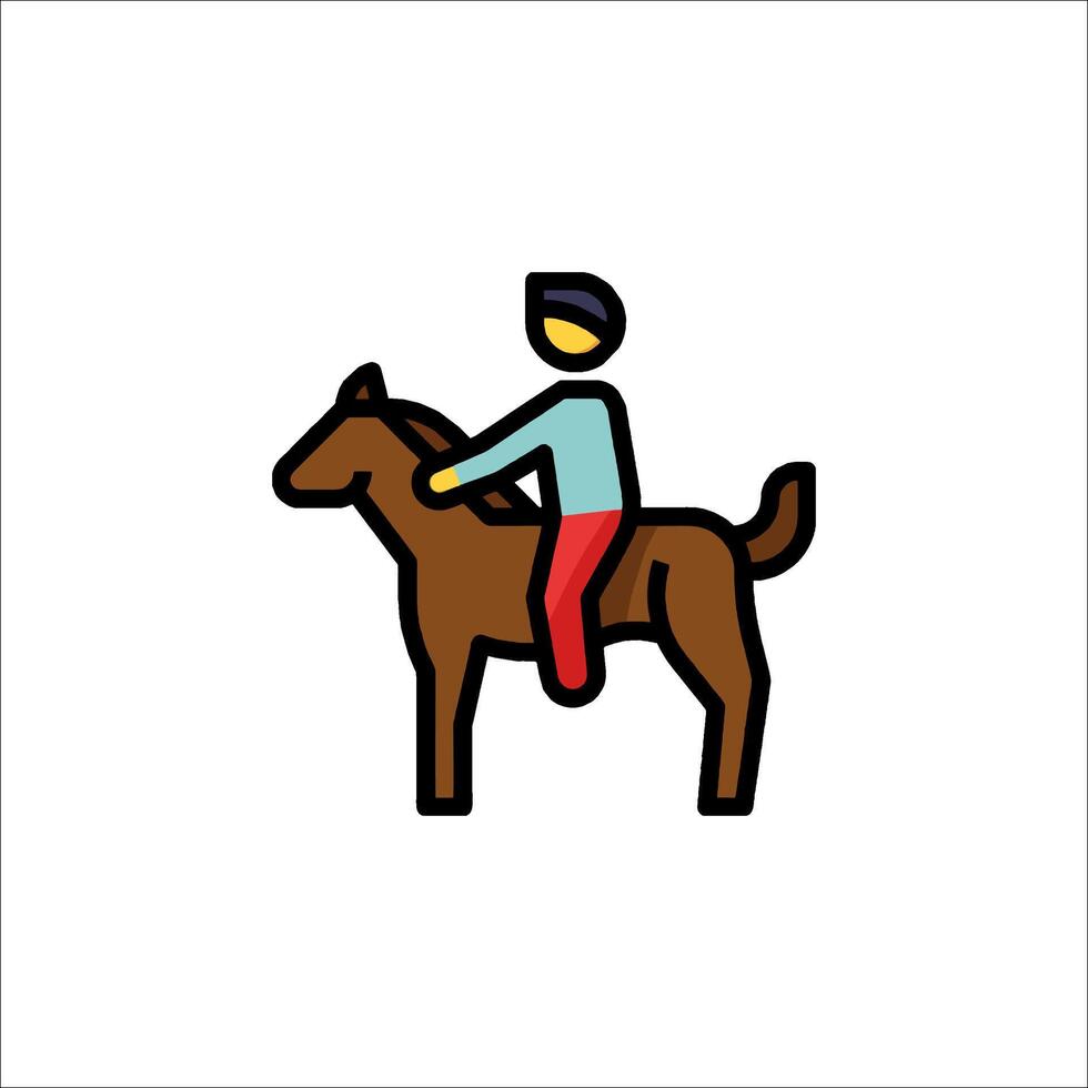 A horse and rider icon with a rider on the back vector