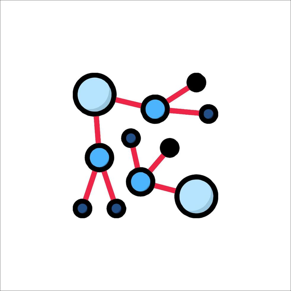 A flat icon of a network of dots vector