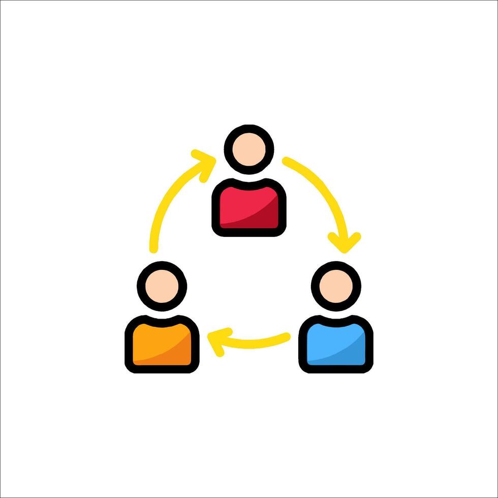People in a circle with arrows pointing to them vector