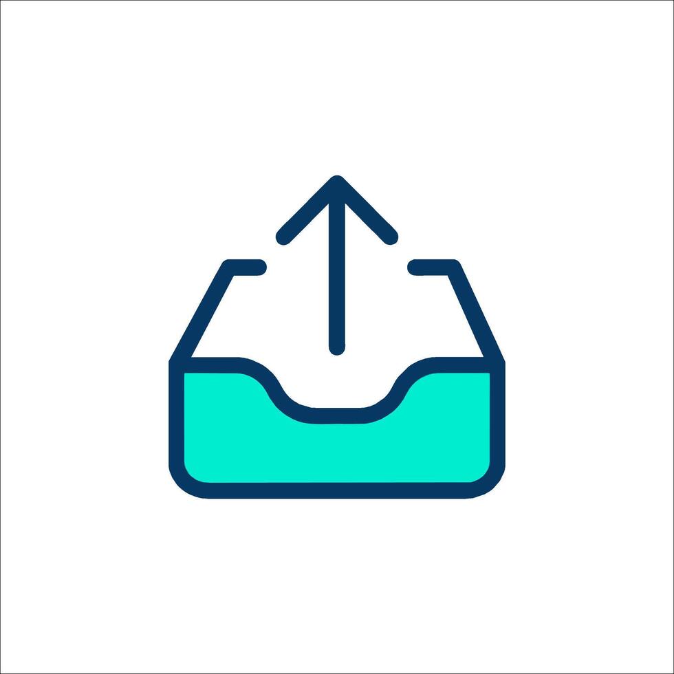 A blue and green icon of a box with an arrow pointing up vector