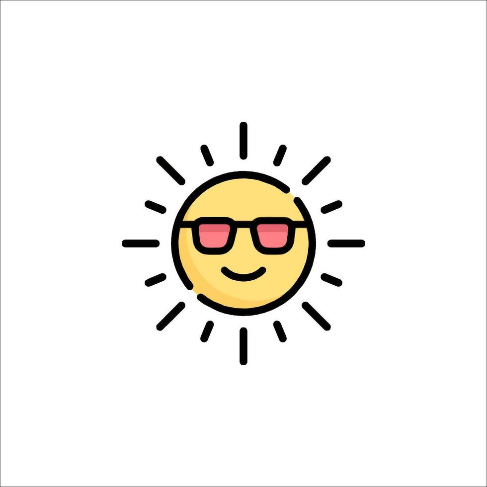 Sun icon with sunglasses illustration vector