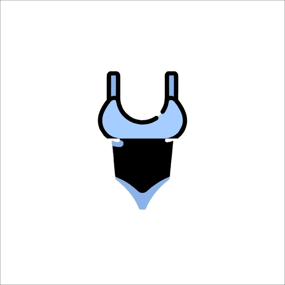 A blue swimsuit with a black band on the bottom vector