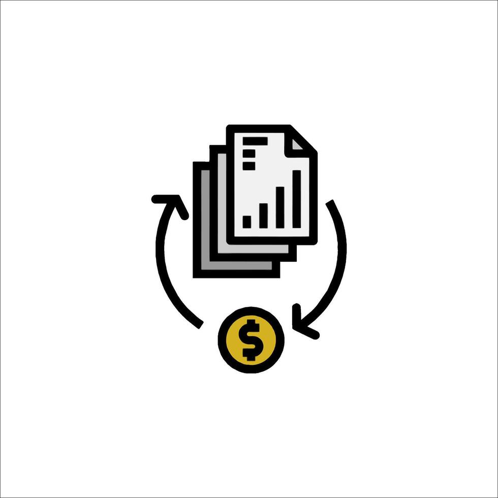 A black and white image of a document with a dollar sign vector