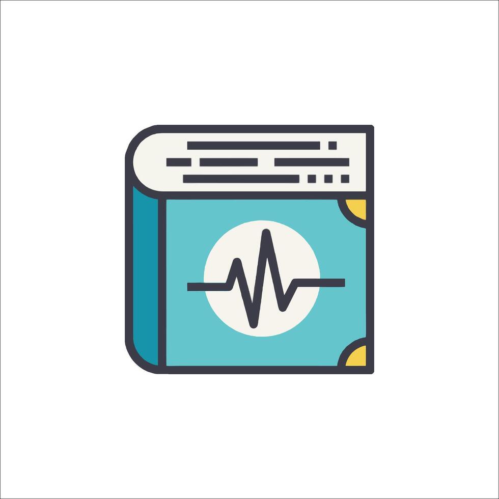 A book with an ecg icon on it vector